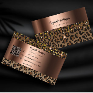 Leopard Black brun bronze QR-kod Visitkort