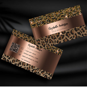 Leopard Black brun bronze QR-kod Visitkort