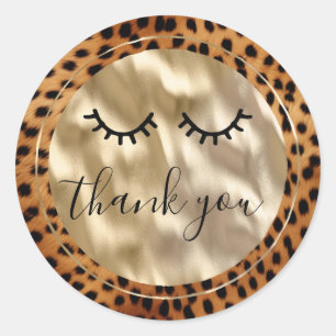 Leopard Black Eyelash Tack Runt Klistermärke