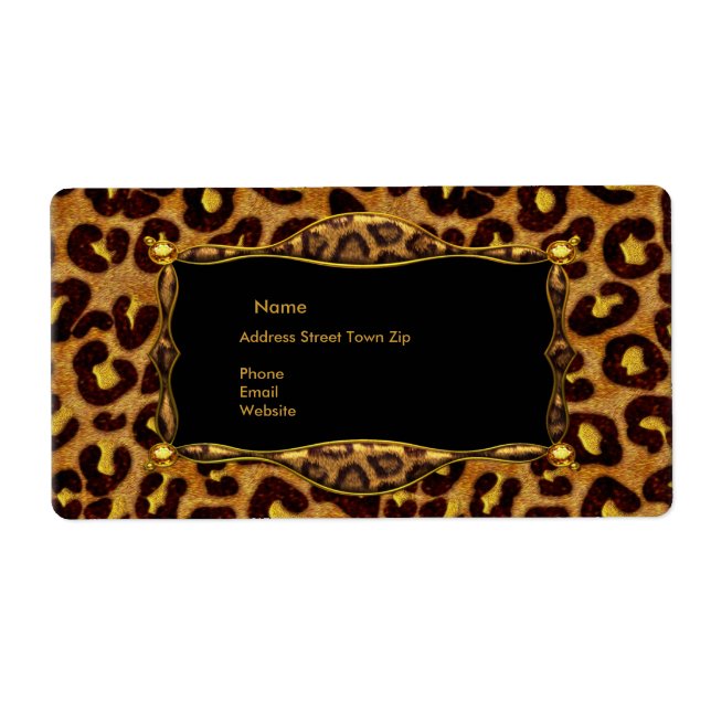 Leopard Black Gold Label Adress Fraktsedel (Framsidan)
