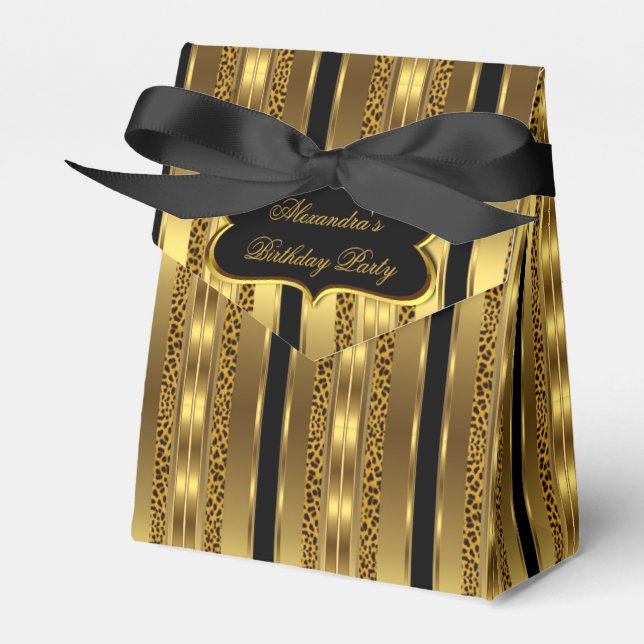 Leopard Black Guld Födelsedagsfest Favor Gift Box  Presentaskar (Framsidan Sidan)
