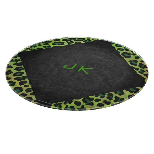 Leopard Black och Grönt med Monogram (Hörn)