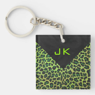 Leopard Black och Grönt med Monogram