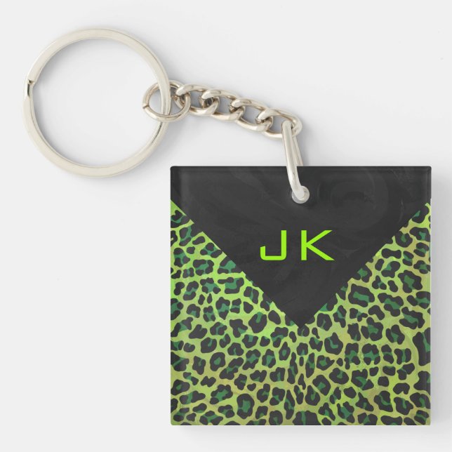 Leopard Black och Grönt med Monogram (Framsidan)