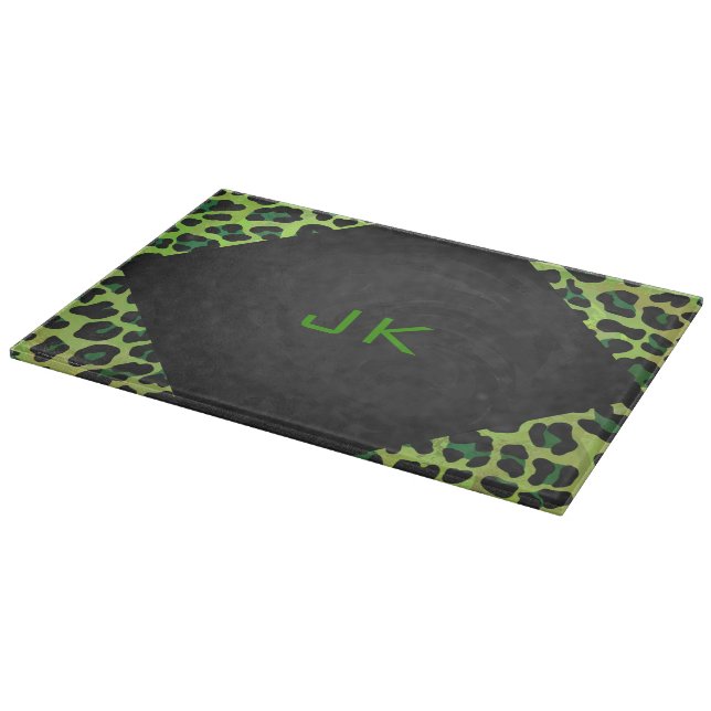 Leopard Black och Grönt med Monogram (Hörn)