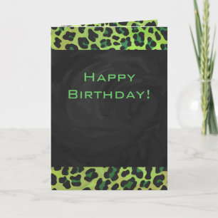 Leopard Black och Grönt med Monogram Kort