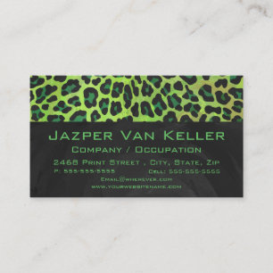 Leopard Black och Grönt med Monogram Visitkort