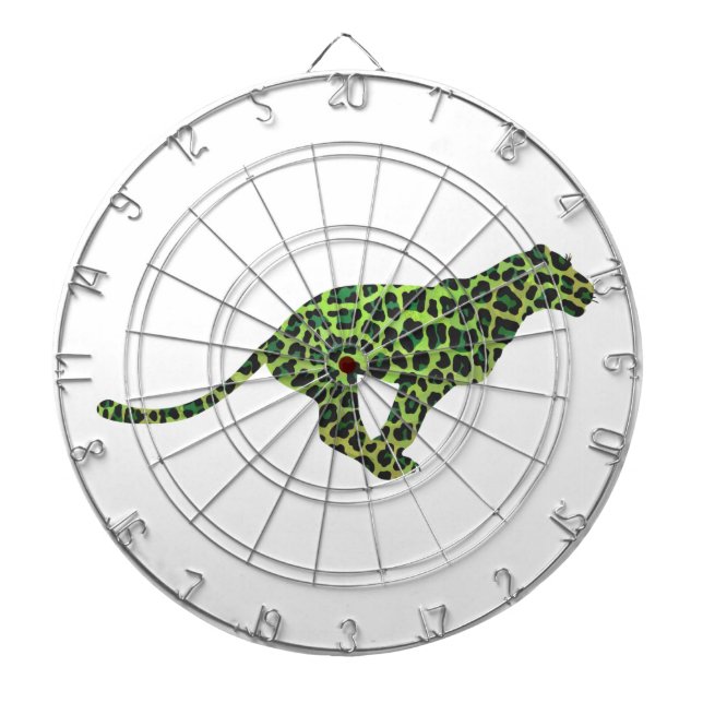Leopard Black och Grönt Silhouette Darttavla (Framsidan)