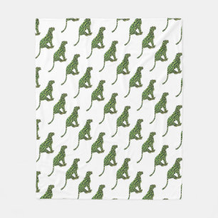 Leopard Black och Grönt Silhouette Fleecefilt