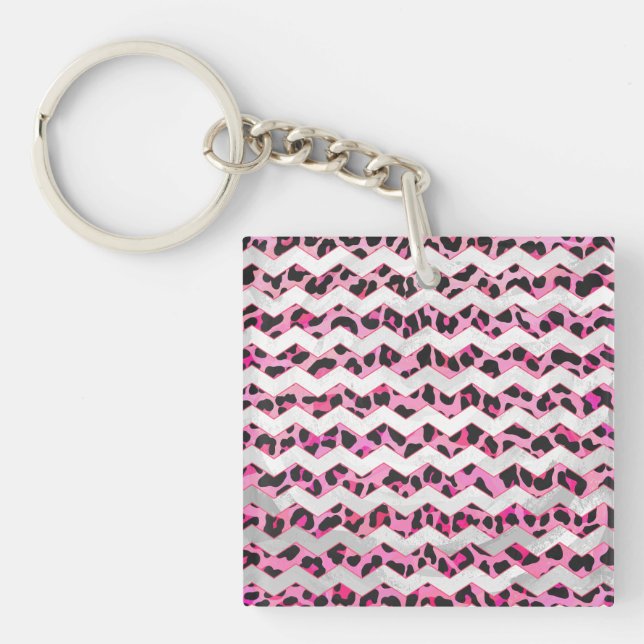 Leopard Black och Shock rosa Chevron Print (Framsidan)