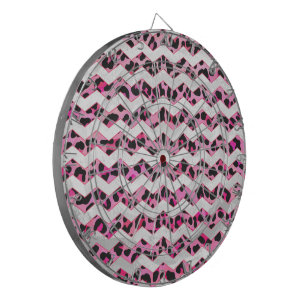 Leopard Black och Shock rosa Chevron Print Darttavla