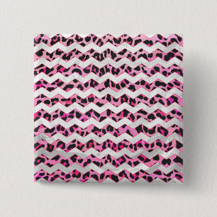 Leopard Black och Shock rosa Chevron Print Knapp