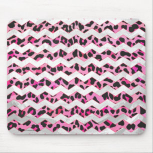 Leopard Black och Shock rosa Chevron Print Musmatta
