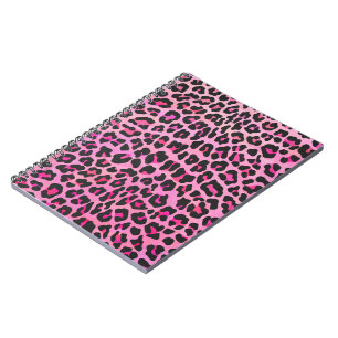 Leopard Black och Shock rosa Print Anteckningsbok Med Spiral