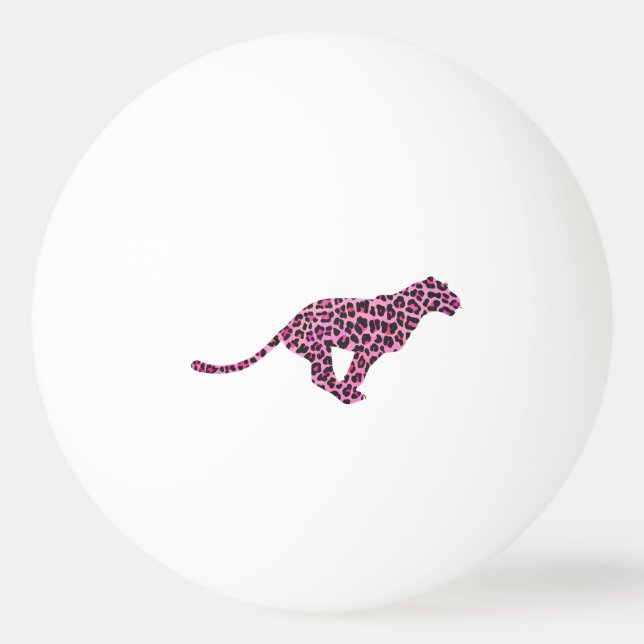 Leopard Black och Shock rosa Print Siloette Pingisboll (Framsidan)