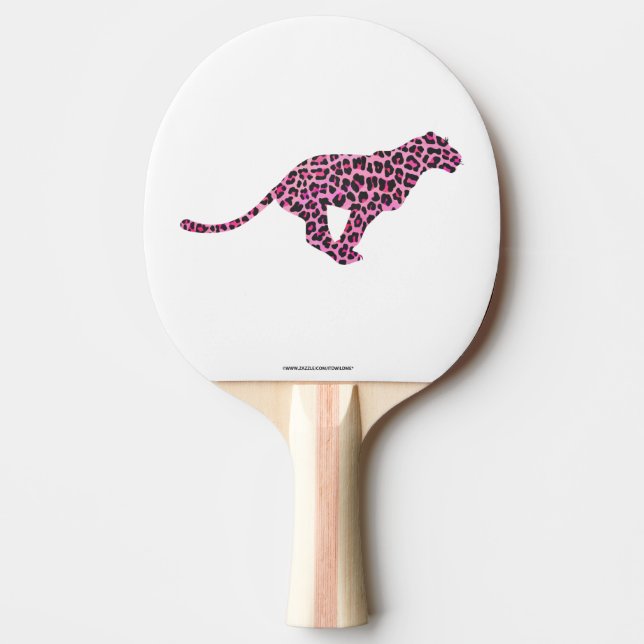 Leopard Black och Shock rosa Print Siloette Pingisracket (Framsidan)