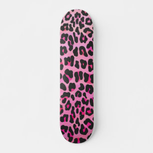 Leopard Black och Shock rosa Print Skateboard Bräda 20 Cm