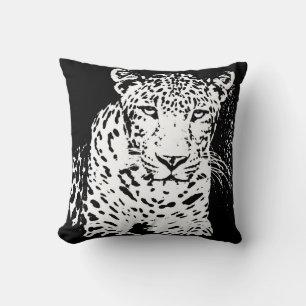 Leopard Black och White Porträtt Pillow Kudde