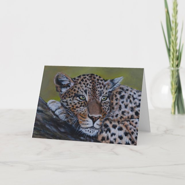 Leopard Blank Greeting Card Tack Kort (Framsida)