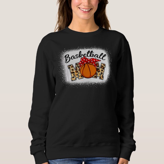 Leopard Bleached Basketball Mamma Game Day T Shirt (Framsida)