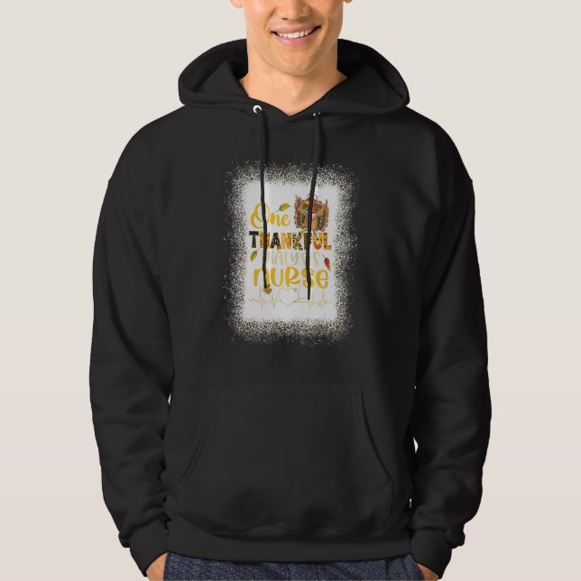 Leopard Bleached One Thankful Dialys Nurse Turke Hoodie (Framsida)
