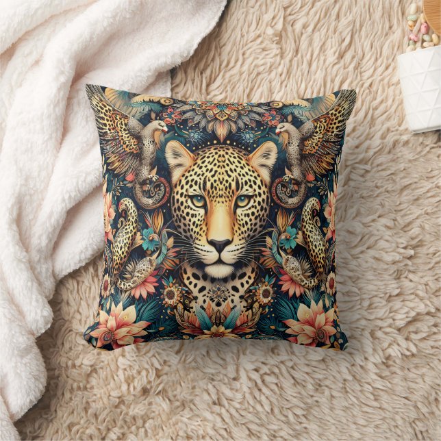 Leopard Bliss: Vilt bland tropiska fåglar Kudde (Filt)
