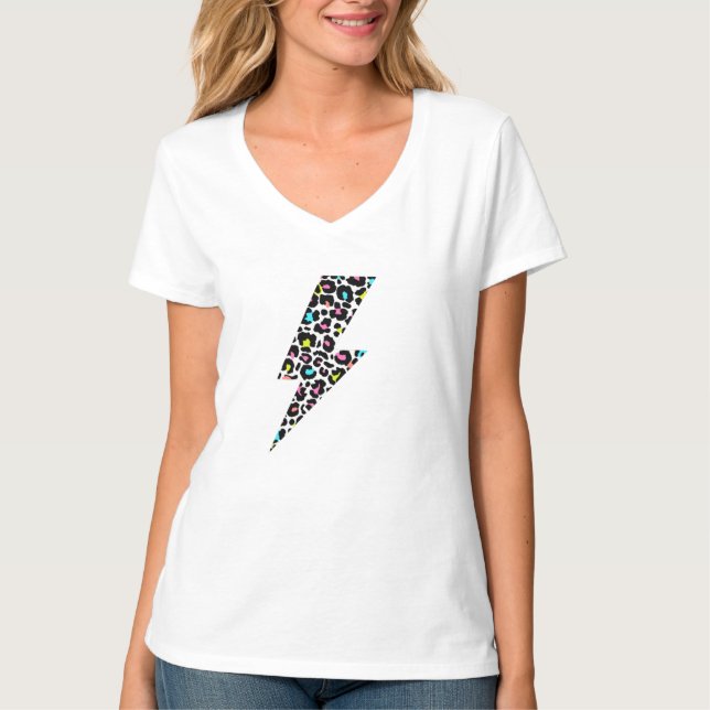 Leopard Blixt, Leopard Print, Leopard T-S T Shirt (Framsida)