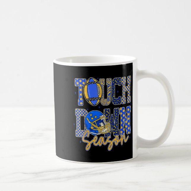 Leopard Blue Gold Checkered Football Touchdown Sea Kaffemugg (Höger)