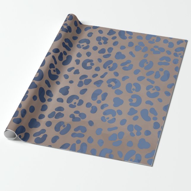 Leopard Blue Mönster Presentpapper (Utrullad)