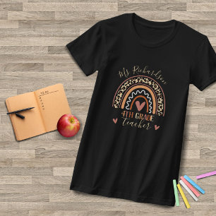 Leopard Boho Rainbow Add Klass Teacher Namn T Shirt