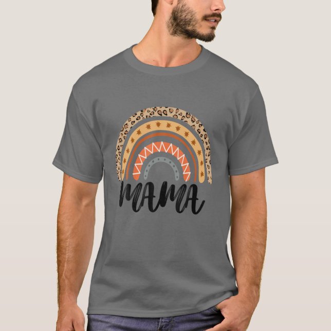 Leopard Boho Rainbow Mama Mother's Day T Shirt (Framsida)