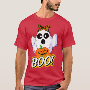 Leopard Boo Ghost Witchy Autumn Halloween Costume T Shirt