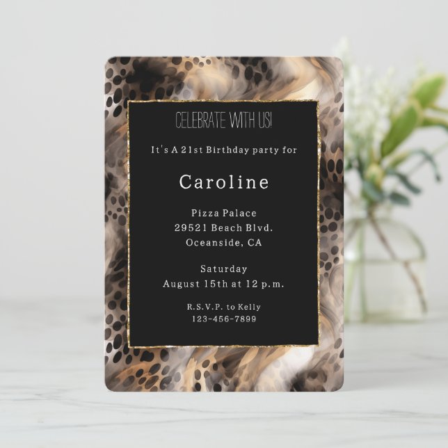 Leopard Bow Animal Print Birthday Inbjudningar (Stående Fram)