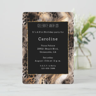 Leopard Bow Animal Print Birthday Inbjudningar
