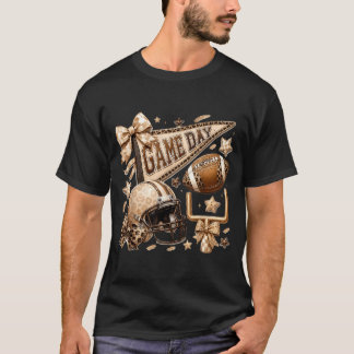 Leopard Bow Coquette Säsong Matchdag Fotboll T Shirt