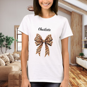 Leopard bow namn t shirt