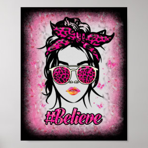 Leopard Breast Cancer Awareness Warrior Tro Poster