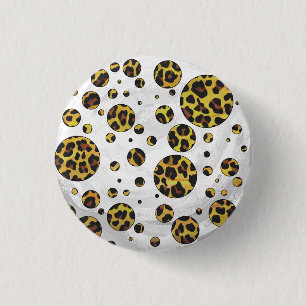 Leopard Brown och Gult Polka Dot Knapp