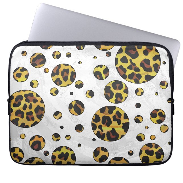 Leopard Brown och Gult Polka Dot Laptop Sleeve (Framsidan)