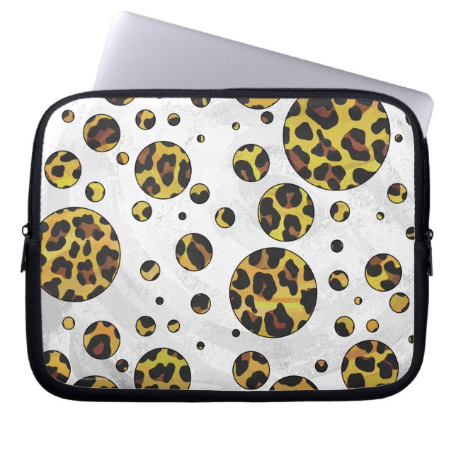 Leopard Brown och Gult Polka Dot Laptop Sleeve (Framsidan)
