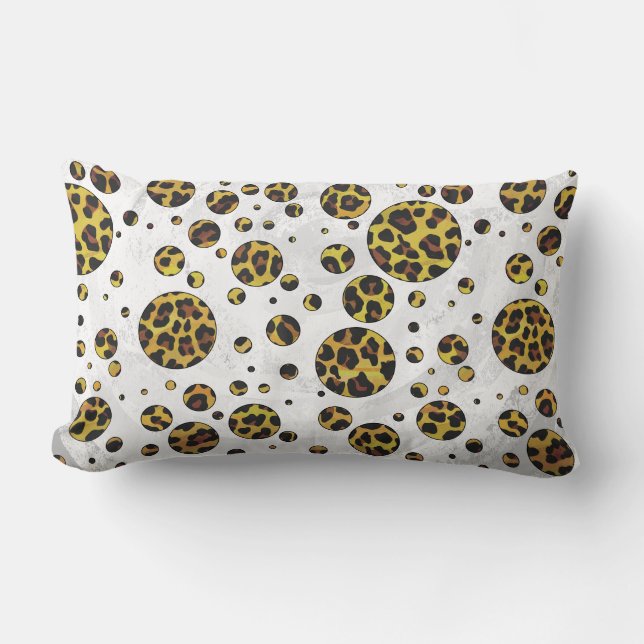Leopard Brown och Gult Polka Dot Lumbarkudde (Framsida)