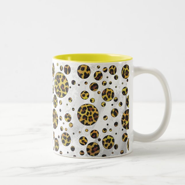 Leopard Brown och Gult Polka Dot Två-Tonad Mugg (Höger)