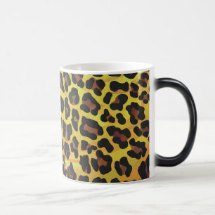 Leopard Brown och Gult Print Morphing Magisk Mugg