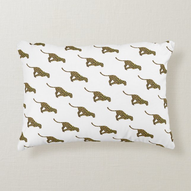 Leopard Brown och Gult Silhouette Prydnadskudde (Framsidan)