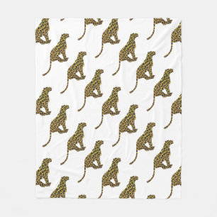 Leopard Brown och Gult Siloette Fleecefilt