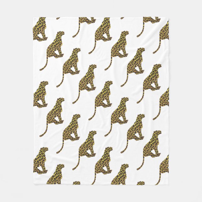 Leopard Brown och Gult Siloette Fleecefilt (Framsidan)