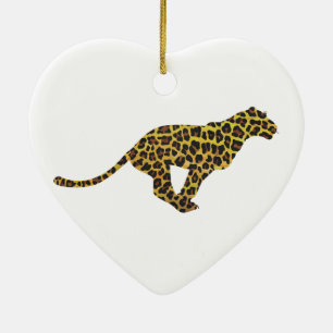 Leopard Brown och Gult Siloette Julgransprydnad Keramik