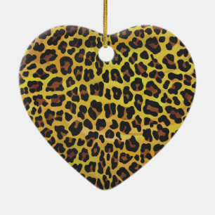 Leopard Brown och Gult Skriv ut Julgransprydnad Keramik