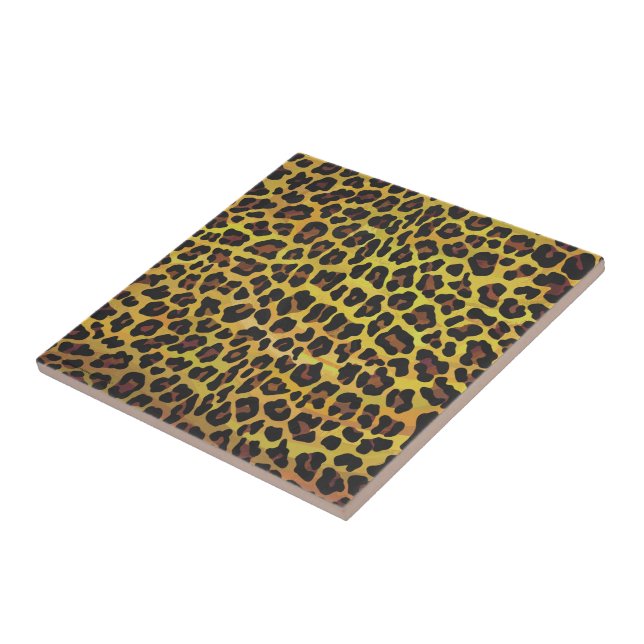 Leopard Brown och Gult Skriv ut Kakelplatta (Sidan)