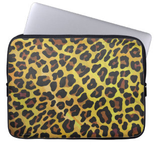 Leopard Brown och Gult Skriv ut Laptop Fodral